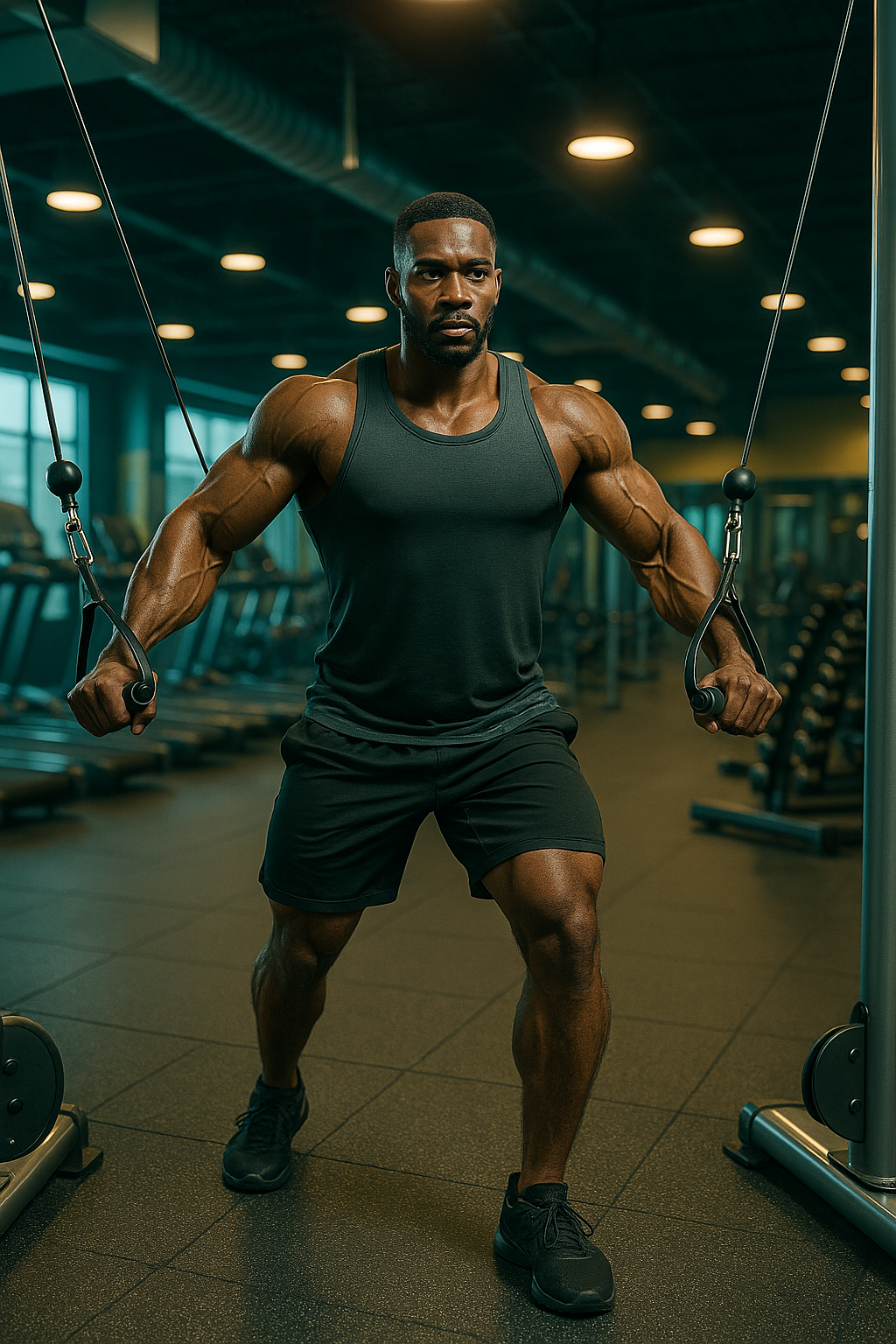 Cable fly (mid-chest) with neutral spine